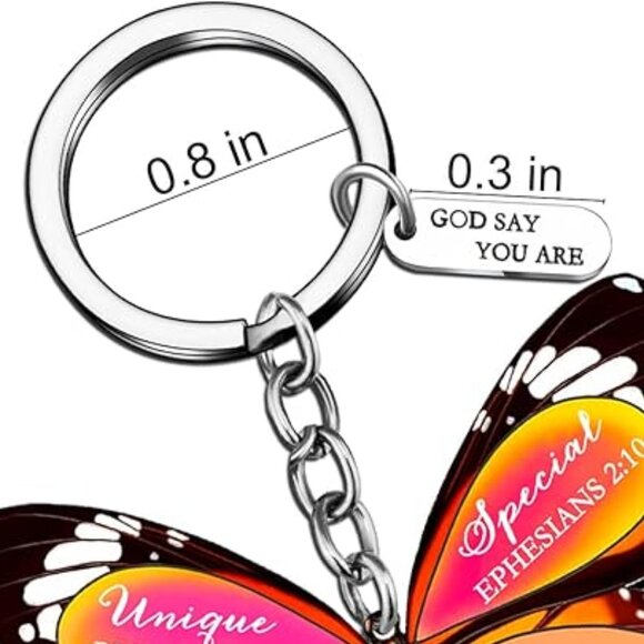 Bible Verse Keychain Bag Charm God Says You Are Butterfly - Picture 7 of 9